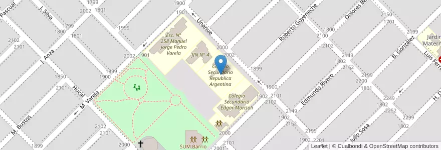 Mapa de ubicacion de Colegio Secundario Republica Argentina en アルゼンチン, ラ・パンパ州, Municipio De Santa Rosa, Departamento Capital, Santa Rosa.