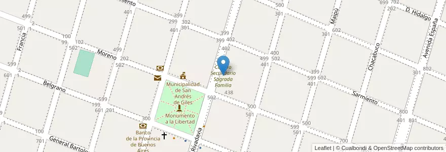 Mapa de ubicacion de Colegio Secundario Sagrada Familia en アルゼンチン, ブエノスアイレス州, Partido De San Andrés De Giles.