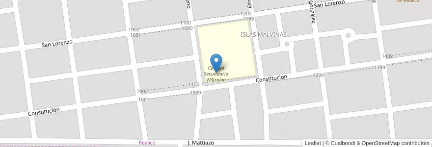 Mapa de ubicacion de Colegio Secundario Wiltralen en アルゼンチン, ラ・パンパ州, Departamento Realicó, Municipio De Realicó, Realicó.