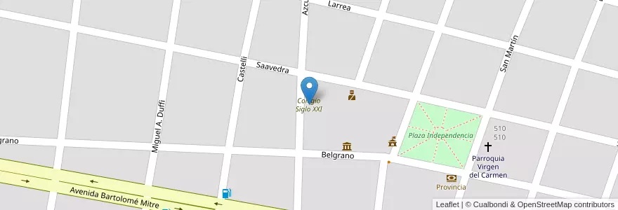 Mapa de ubicacion de Colegio Siglo XXI en 아르헨티나, 부에노스아이레스주, Partido De Carmen De Areco, Carmen De Areco.