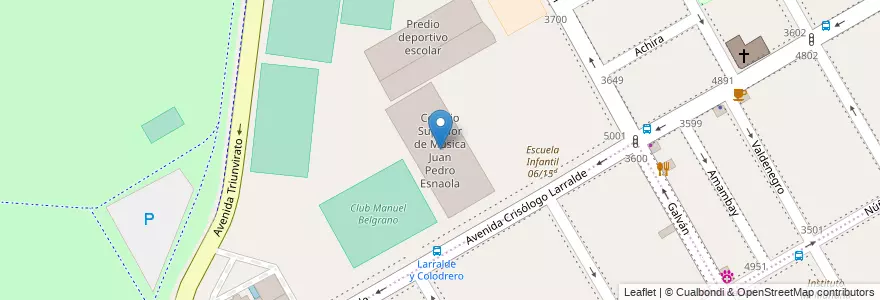Mapa de ubicacion de Colegio Superior de Música Juan Pedro Esnaola, Saavedra en Argentinië, Ciudad Autónoma De Buenos Aires, Comuna 12, Buenos Aires.