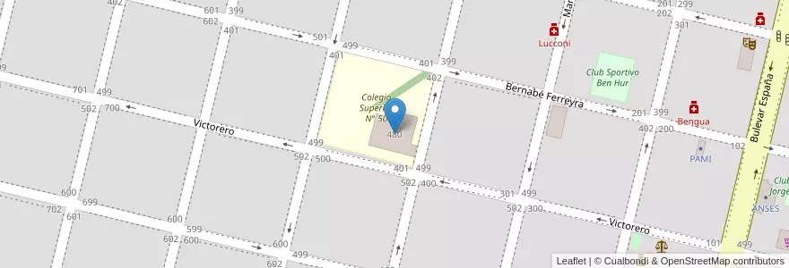 Mapa de ubicacion de Colegio Superior Nº 50 en Argentina, Santa Fe, Departamento General López, Municipio De Rufino.