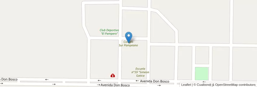 Mapa de ubicacion de Colegio Sur Pampeano en アルゼンチン, ラ・パンパ州, Comisión De Fomento De Colonia Santa María, Departamento Utracán, Colonia Santa María.