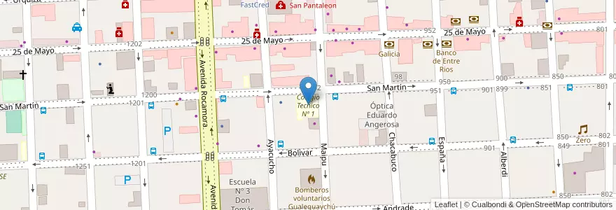 Mapa de ubicacion de Colegio Tecnico Nº 1 en الأرجنتين, إنتري ريوس, Departamento Gualeguaychú, Gualeguaychú, Gualeguaychú, Distrito Costa Uruguay Sur.