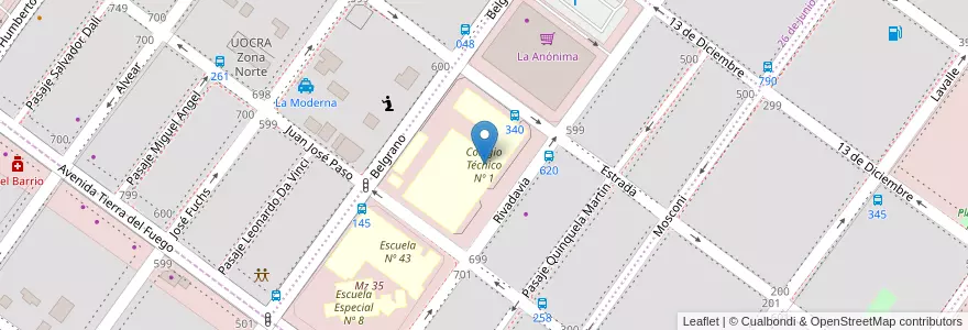 Mapa de ubicacion de Colegio Técnico Nº 1 en Argentina, Wilayah Santa Cruz, Chile, Mercado De La Ciudad, Deseado, Caleta Olivia.