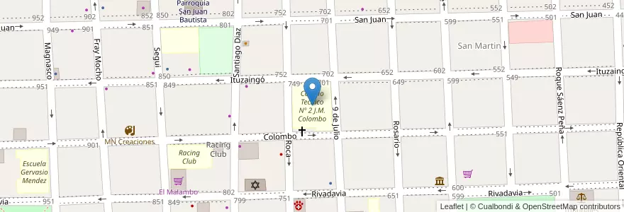 Mapa de ubicacion de Colegio Tecnico Nº 2 J.M. Colombo en 阿根廷, 恩特雷里奥斯省, Departamento Gualeguaychú, Gualeguaychú, Gualeguaychú, Distrito Costa Uruguay Sur.