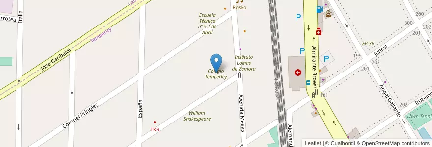 Mapa de ubicacion de Colegio Temperley en آرژانتین, استان بوئنوس آیرس, Partido De Lomas De Zamora, Temperley.