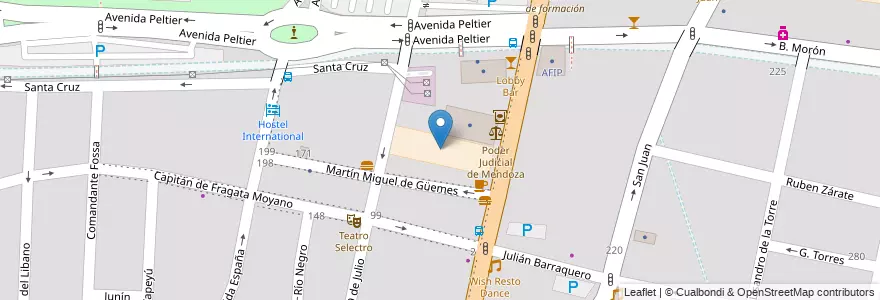 Mapa de ubicacion de Colegio Universitario Central “Gral. José de San Martín” - UNCuyo en アルゼンチン, チリ, メンドーサ州, Departamento Capital, Sección 2ª Barrio Cívico, Ciudad De Mendoza.