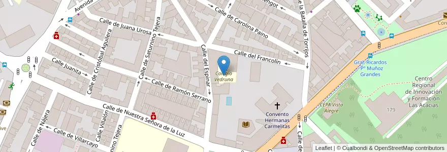 Mapa de ubicacion de Colegio Vedruna en 스페인, Comunidad De Madrid, Comunidad De Madrid, Área Metropolitana De Madrid Y Corredor Del Henares, 마드리드.