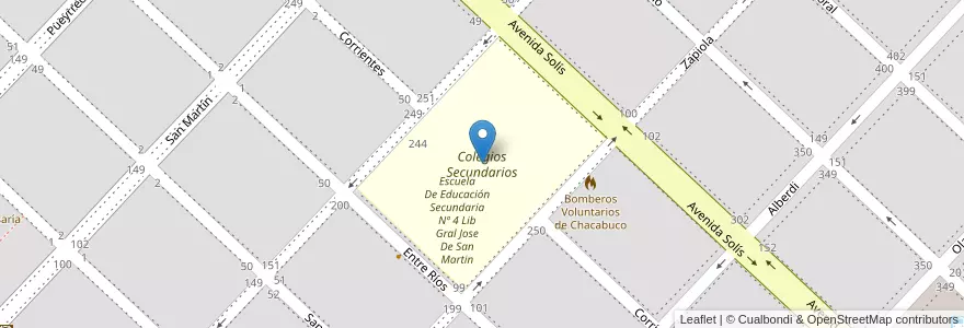 Mapa de ubicacion de Colegios Secundarios en Аргентина, Буэнос-Айрес, Partido De Chacabuco, Chacabuco.
