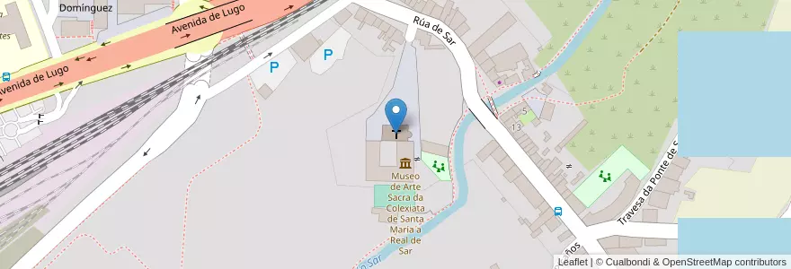 Mapa de ubicacion de Colexiata de Sar en Espanha, Galiza, A Corunha, Santiago, Santiago De Compostela.
