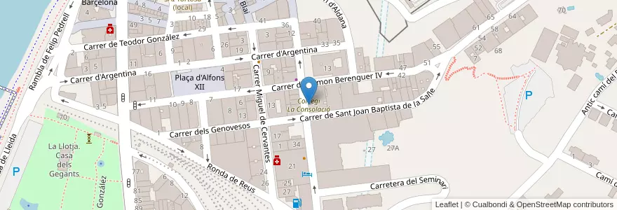 Mapa de ubicacion de Col·legi La Consolació en 스페인, Catalunya, Tarragona, Baix Ebre, Tortosa.