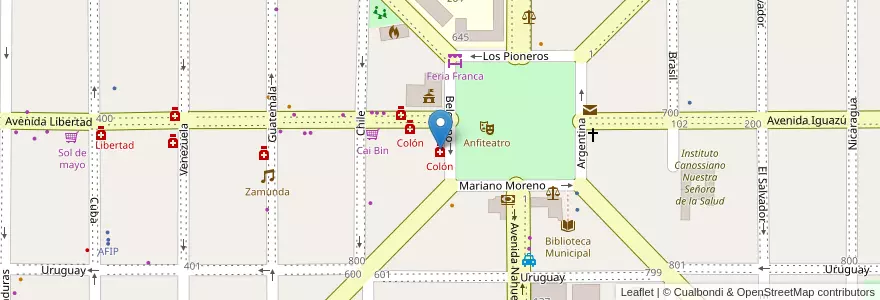 Mapa de ubicacion de Colón en アルゼンチン, ミシオネス州, Departamento San Ignacio, Municipio De Jardín América.