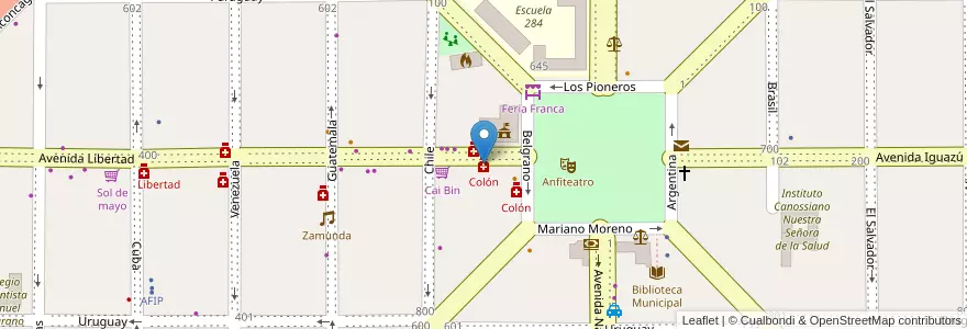 Mapa de ubicacion de Colón en Argentine, Misiones, Departamento San Ignacio, Municipio De Jardín América.