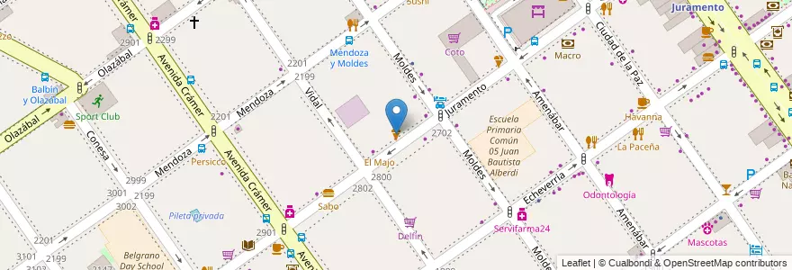 Mapa de ubicacion de Colonial, Belgrano en آرژانتین, Ciudad Autónoma De Buenos Aires, Buenos Aires, Comuna 13.