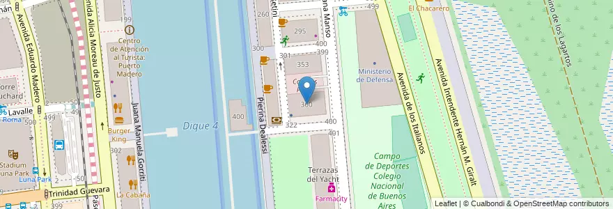 Mapa de ubicacion de Colonos Plaza Torre Sur, Puerto Madero en 아르헨티나, Ciudad Autónoma De Buenos Aires, Comuna 1, 부에노스아이레스.