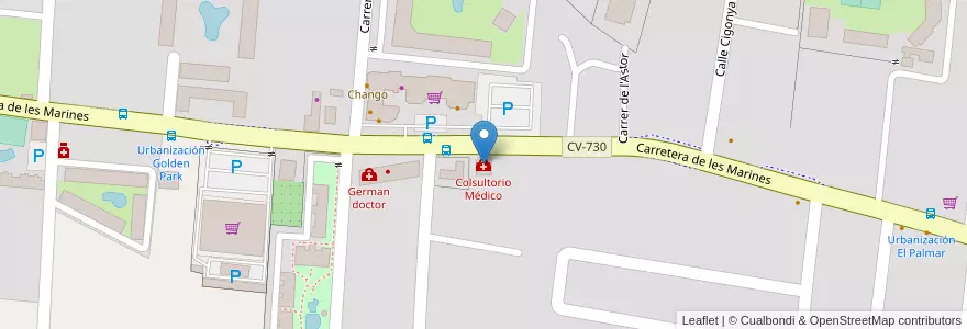 Mapa de ubicacion de Colsultorio Médico en İspanya, Comunitat Valenciana, Dénia.