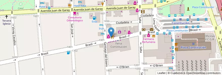 Mapa de ubicacion de Columbia, Constitucion en アルゼンチン, Ciudad Autónoma De Buenos Aires, Comuna 4, Comuna 1, ブエノスアイレス.