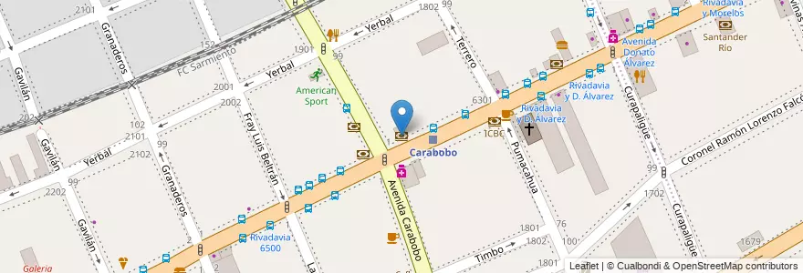 Mapa de ubicacion de Columbia, Flores en アルゼンチン, Ciudad Autónoma De Buenos Aires, Comuna 7, ブエノスアイレス.