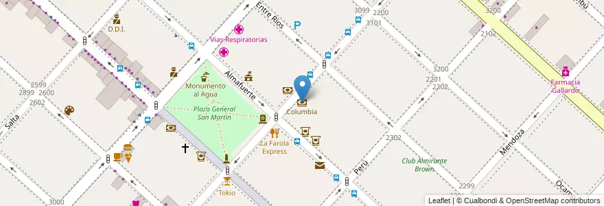 Mapa de ubicacion de Columbia en Arjantin, Buenos Aires, Partido De La Matanza, San Justo.