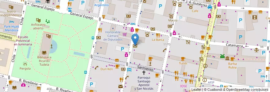 Mapa de ubicacion de Comafi en Arjantin, Şili, Mendoza, Departamento Capital, Ciudad De Mendoza.