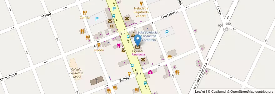 Mapa de ubicacion de Comafi en Arjantin, Buenos Aires, Partido De Merlo, Merlo.