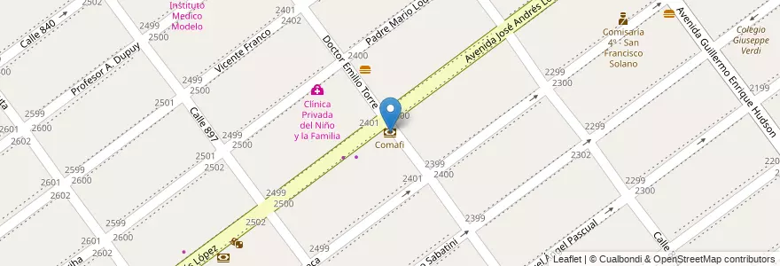 Mapa de ubicacion de Comafi en Arjantin, Buenos Aires, Partido De Quilmes, San Francisco Solano.