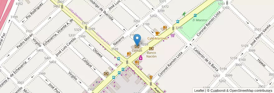 Mapa de ubicacion de Comafi, Villa Devoto en Argentinië, Buenos Aires, Comuna 10, Partido De Tres De Febrero.