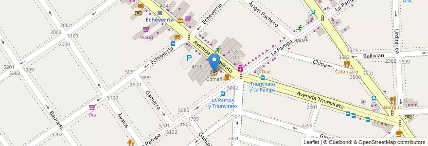 Mapa de ubicacion de Comafi, Villa Urquiza en Аргентина, Буэнос-Айрес, Comuna 12, Буэнос-Айрес.