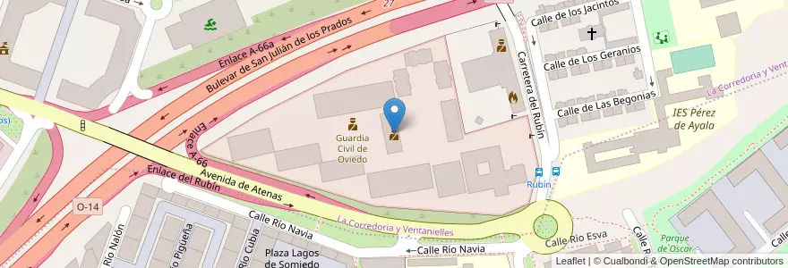 Mapa de ubicacion de Comandancia de la Guardia Civil de Oviedo en اسپانیا, آستوریاس, آستوریاس, Oviedo.