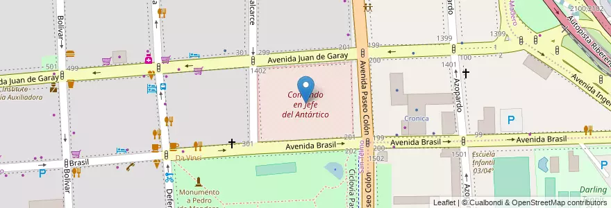 Mapa de ubicacion de Comando en Jefe del Antártico, San Telmo en 아르헨티나, Ciudad Autónoma De Buenos Aires, Comuna 4, Comuna 1, 부에노스아이레스.
