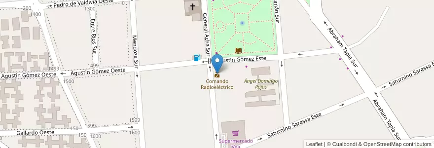 Mapa de ubicacion de Comando Radioeléctrico en 아르헨티나, San Juan, 칠레, Capital.