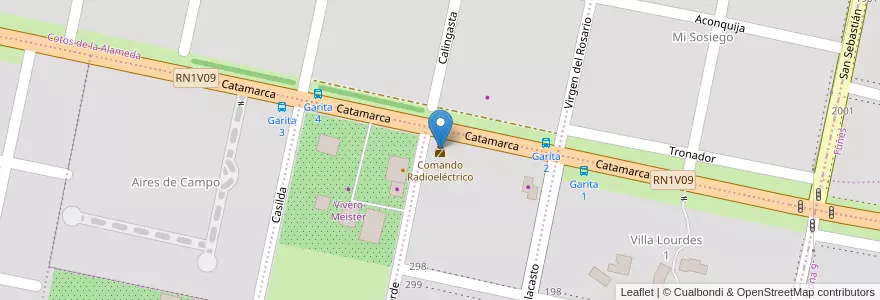 Mapa de ubicacion de Comando Radioeléctrico en アルゼンチン, サンタフェ州, Departamento San Lorenzo, Municipio De Roldán, Roldán.