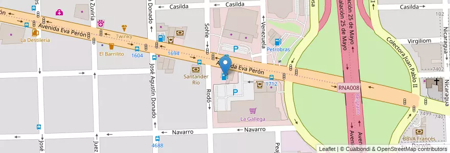 Mapa de ubicacion de Combustibles Avenida S.A. en 아르헨티나, Santa Fe, Departamento Rosario, Municipio De Rosario, 로사리오.