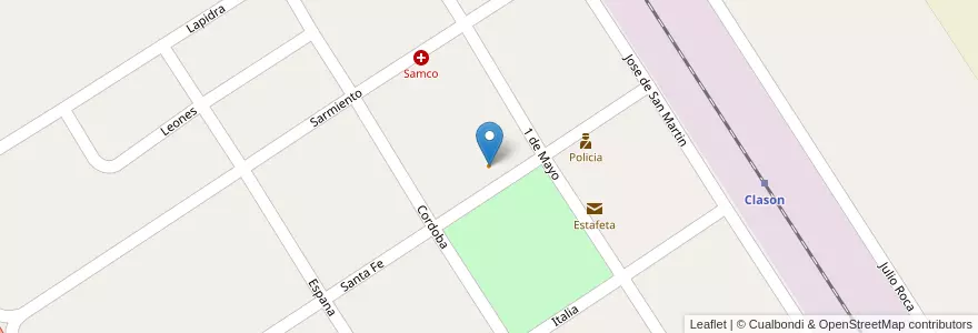 Mapa de ubicacion de Comedor en Argentinien, Santa Fe, Departamento Iriondo, Municipio De Classon.