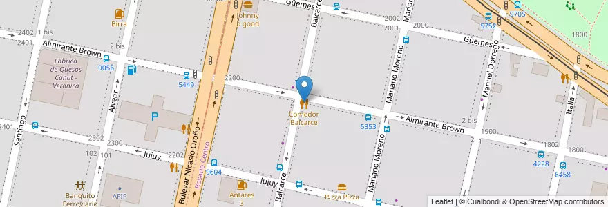 Mapa de ubicacion de Comedor Balcarce en Argentina, Santa Fe, Departamento Rosario, Municipio De Rosario, Rosário.
