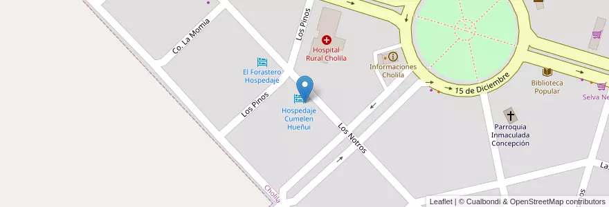 Mapa de ubicacion de Comedor Cumelen Hueñui en Argentina, Chile, Chubut, Departamento Cushamen, Cholila.