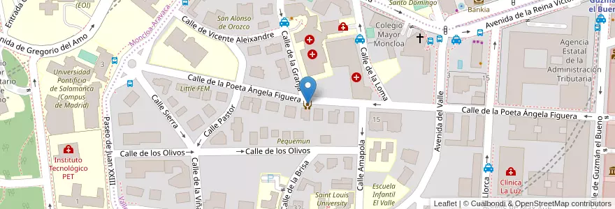 Mapa de ubicacion de Comedor de caridad, Hermanas Terciarias Capuchinas en 西班牙, Comunidad De Madrid, Comunidad De Madrid, Área Metropolitana De Madrid Y Corredor Del Henares, Madrid.