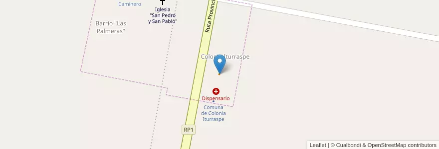 Mapa de ubicacion de Comedor de Iturraspe en Arjantin, Córdoba, Departamento San Justo, Pedanía Libertad, Comuna De Colonia Iturraspe.