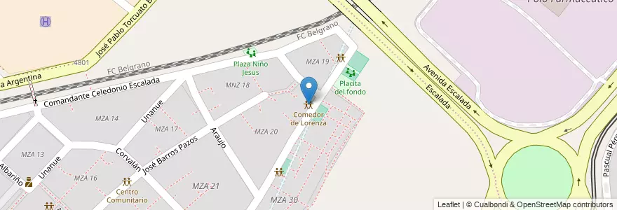Mapa de ubicacion de Comedor de Lorenza, Villa Lugano en Arjantin, Ciudad Autónoma De Buenos Aires, Buenos Aires, Comuna 8.