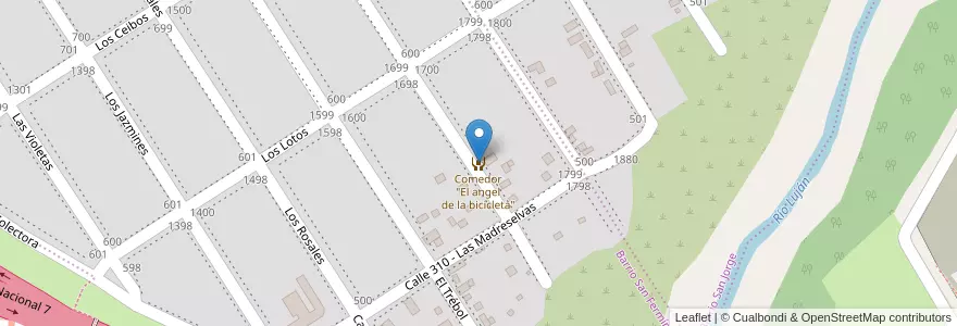 Mapa de ubicacion de Comedor "El angel de la bicicleta" en Argentinië, Buenos Aires, Partido De Luján.