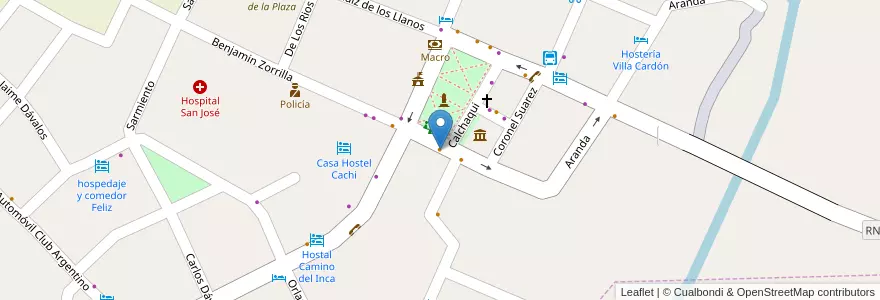 Mapa de ubicacion de Comedor El Estribo en アルゼンチン, サルタ州, Cachi, Municipio De Cachi, Cachi.