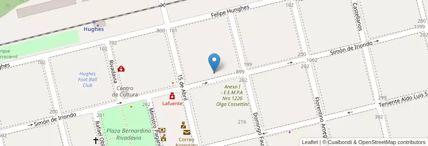 Mapa de ubicacion de Comedor escolar Víctor Chinarro en Argentinien, Santa Fe, Departamento General López, Municipio De Hughes, Hughes.
