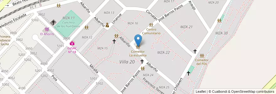 Mapa de ubicacion de Comedor La escuelita, Villa Lugano en Argentina, Ciudad Autónoma De Buenos Aires, Buenos Aires, Comuna 8.