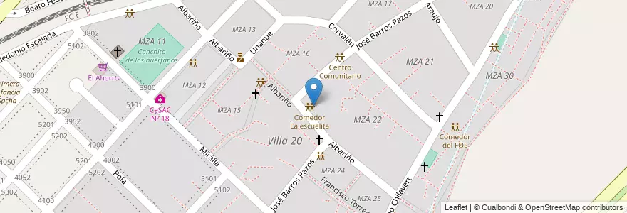 Mapa de ubicacion de Comedor La Escuelita, Villa Lugano en Argentina, Ciudad Autónoma De Buenos Aires, Buenos Aires, Comuna 8.