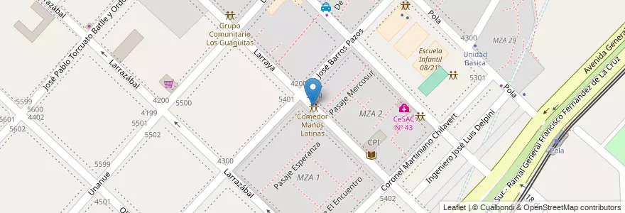 Mapa de ubicacion de Comedor Manos Latinas, Villa Lugano en Argentina, Autonomous City Of Buenos Aires, Autonomous City Of Buenos Aires, Comuna 8.