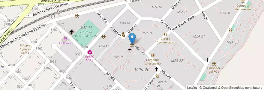 Mapa de ubicacion de Comedor Menese, Villa Lugano en 아르헨티나, Ciudad Autónoma De Buenos Aires, 부에노스아이레스, Comuna 8.