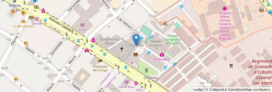 Mapa de ubicacion de Comedor, Palermo en Argentinien, Ciudad Autónoma De Buenos Aires, Buenos Aires, Comuna 14.