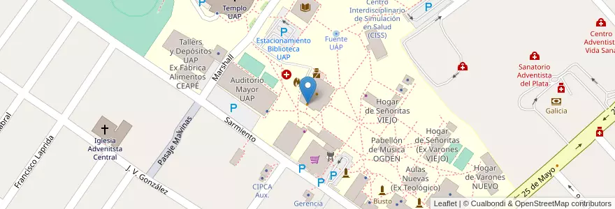 Mapa de ubicacion de Comedor Pequeño (Comedorcito) para Eventos en 阿根廷, 恩特雷里奥斯省, Departamento Diamante, Libertador San Martín, Distrito Palmar.