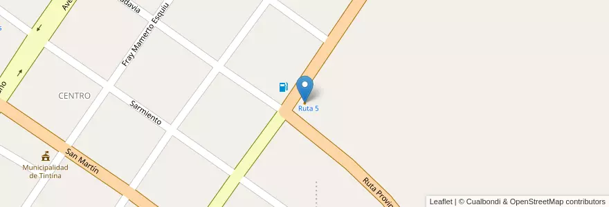 Mapa de ubicacion de Comedor Ruta 5 en 아르헨티나, Santiago Del Estero, Departamento Moreno.
